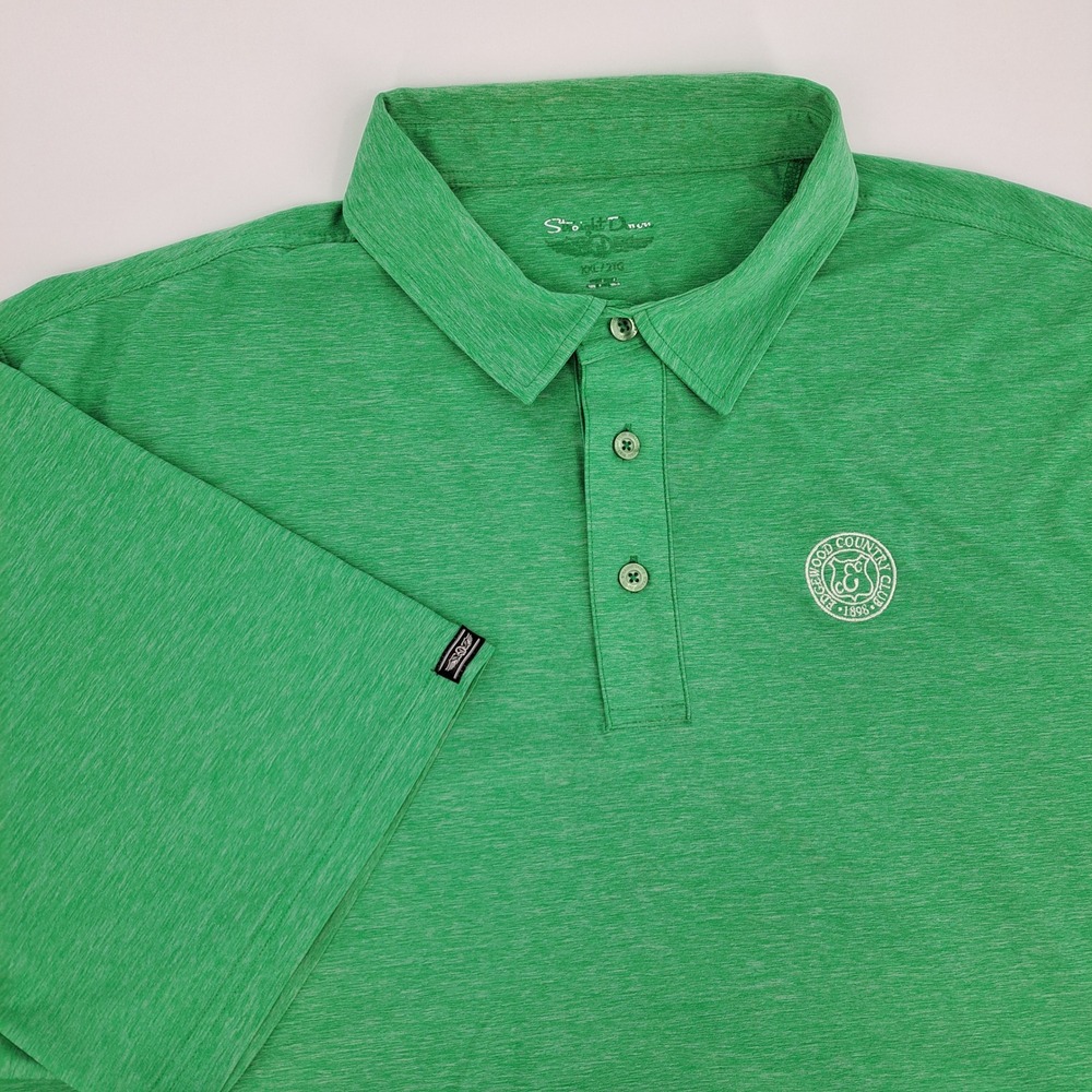 Straight Down Polo Shirt Mens 2XL Green Heathered Edgewood Country Club Logo